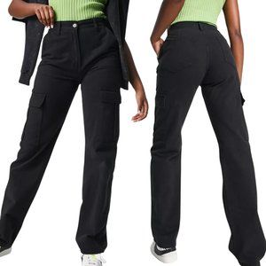 NWT 🖤 Stradivarius Cargo Pants in Black Size US 0